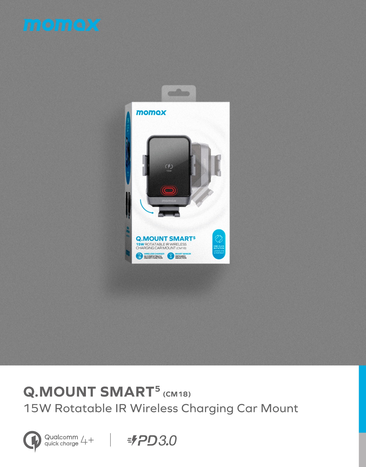 Q.Mount Smart5 CM18 紅外線感應旋轉無線充電支架 (15W) 